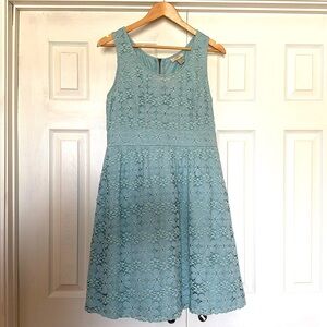 LOFT Blue Teal Lace Sleeveless Dress